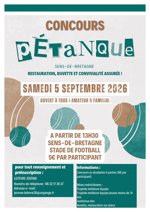 Concours de pétanque en Doublette - Sens-de-Bretagne