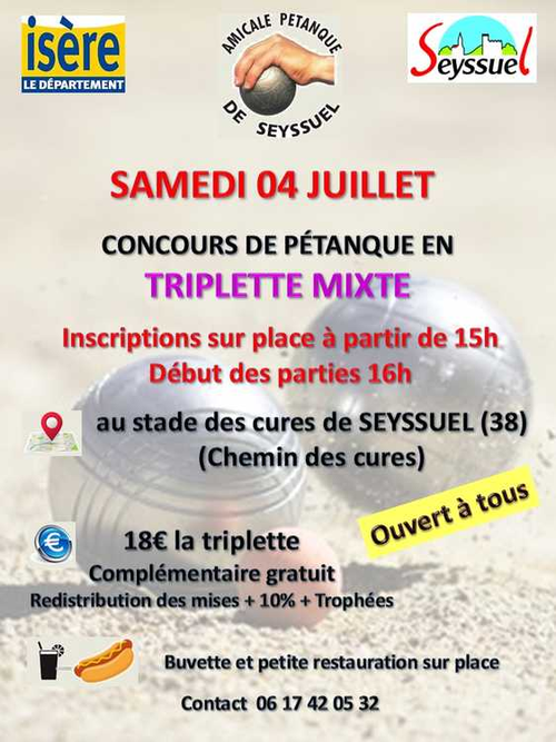 Concours de pétanque en Triplette Mixte - Seyssuel