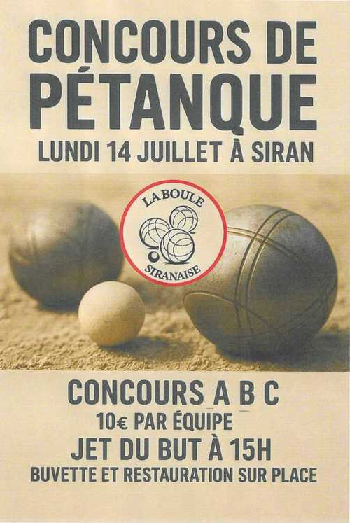 Concours de pétanque en Doublette - Siran