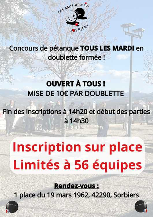 Concours de pétanque en Doublette - Sorbiers