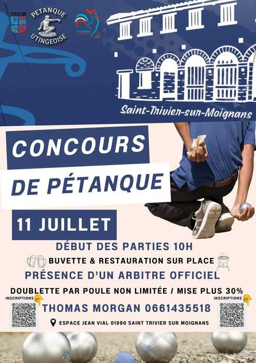 Concours de pétanque en Doublette - Départemental - St Trivier sur Moignans