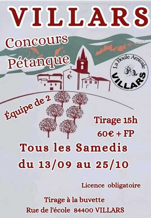 Concours de pétanque en Doublette - Villars