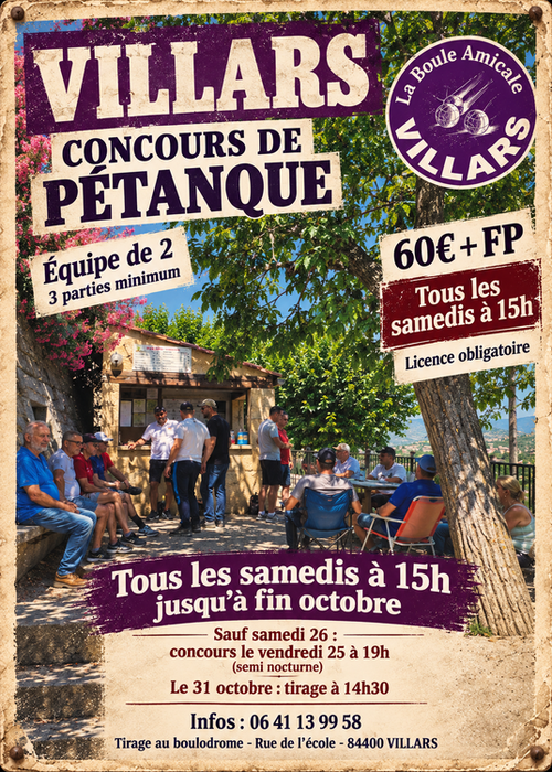 Concours de pétanque en Doublette - Villars