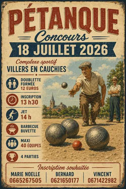 Concours de pétanque en Doublette - Villers-en-Cauchies