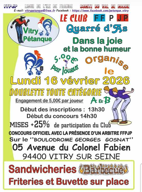Concours de pétanque en Doublette - Vitry-sur-Seine