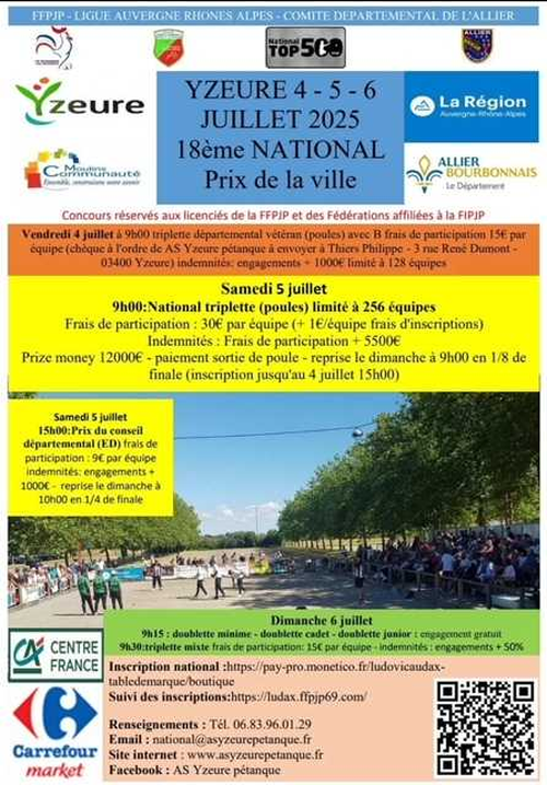 Concours de pétanque en Triplette - Départemental - Yzeure