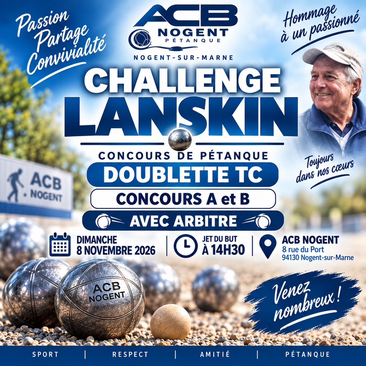 Concours en Doublette le 8 novembre 2026 - Lieu à définir (94) - 00000