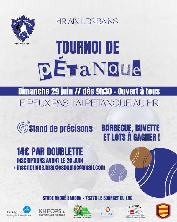 Concours en Doublette le 29 juin 2025 - Aix-les-Bains - 73100