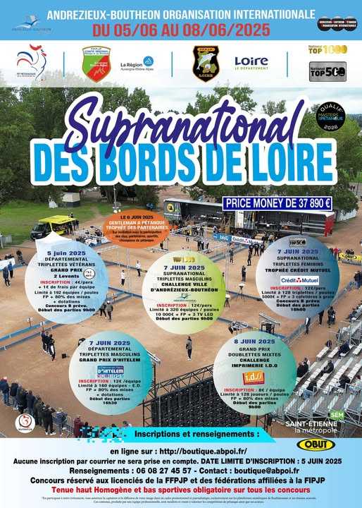 Concours en Triplette le 6 juin 2026 - Lieu à définir (42) - 00000