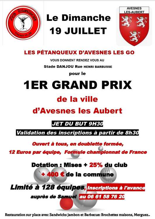Concours en Doublette le 19 juillet 2026 - Avesnes-les-Aubert - 59129