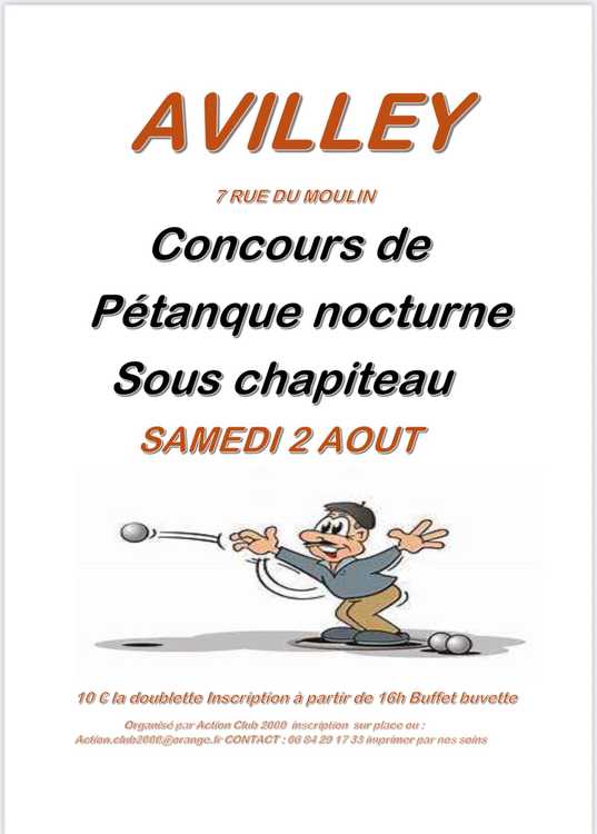 Concours en Doublette le 2 août 2025 - Avilley - 25680