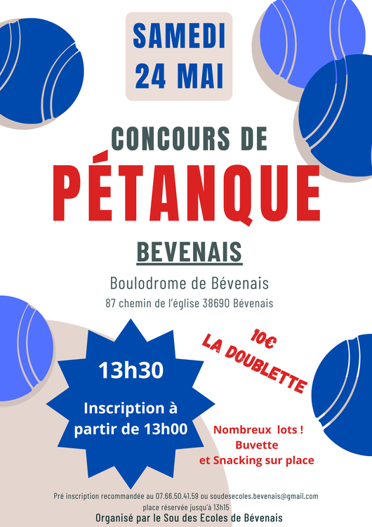 Concours de pétanque Ouvert à tous - Bévenais