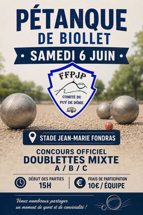 Concours de pétanque Officiel - Lieu à définir (63)