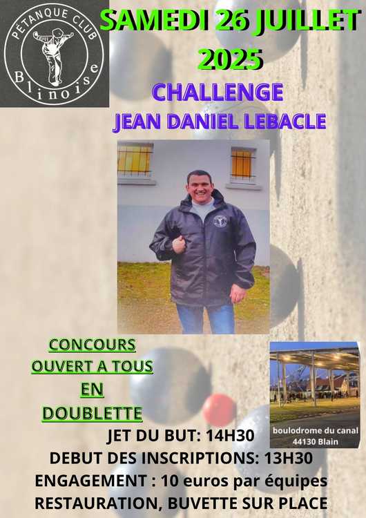 Concours en Doublette le 26 juillet 2025 - Blain - 44130