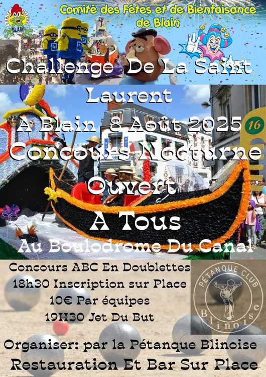 Concours en Doublette le 8 août 2025 - Blain - 44130