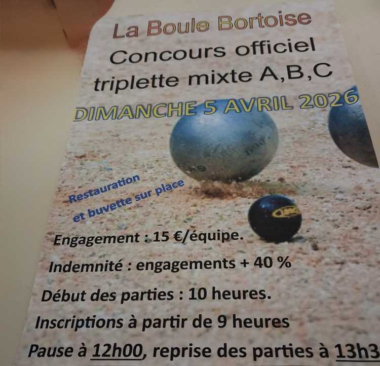 Concours en Triplette Mixte le 5 avril 2026 - Bort-l'Étang - 63190