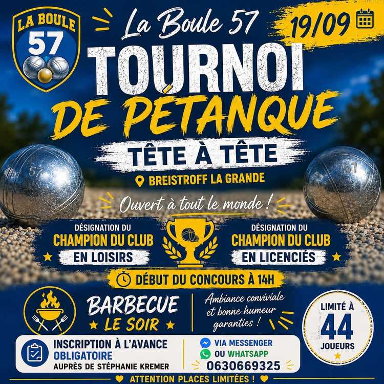 Concours en Tête à tête le 19 septembre 2026 - Breistroff-la-Grande - 57570
