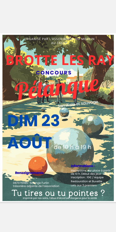 Concours en Doublette le 23 août 2026 - Brotte-lès-Ray - 70180
