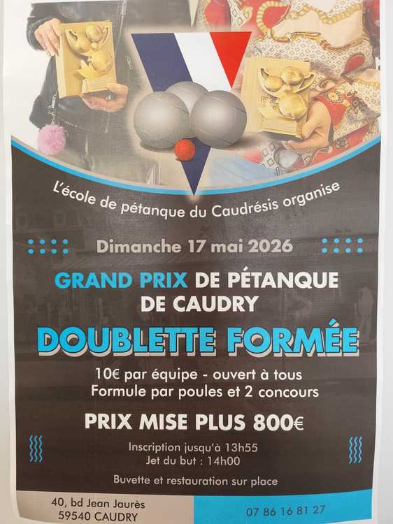 Concours en Doublette le 17 mai 2026 - Caudry - 59540