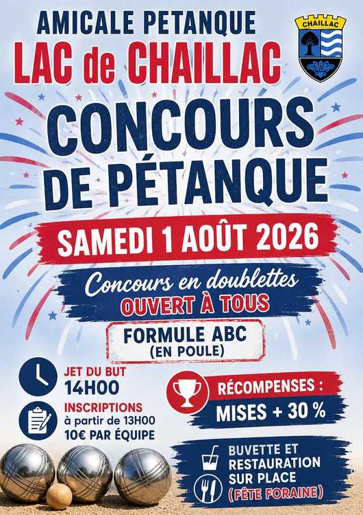 Concours en Doublette le 1 août 2026 - Chaillac - 36310