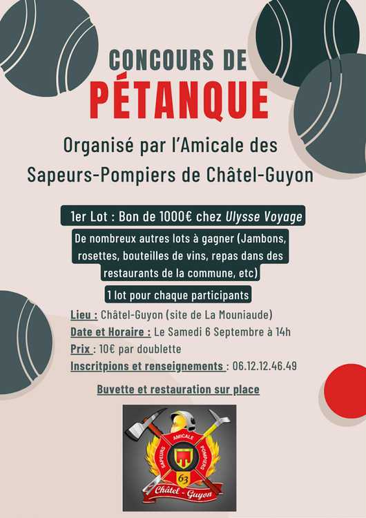 Concours en Doublette le 6 septembre 2025 - Châtel-Guyon - 63140