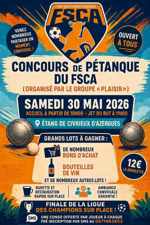 Concours en Doublette le 30 mai 2026 - Civrieux-d'Azergues - 69380