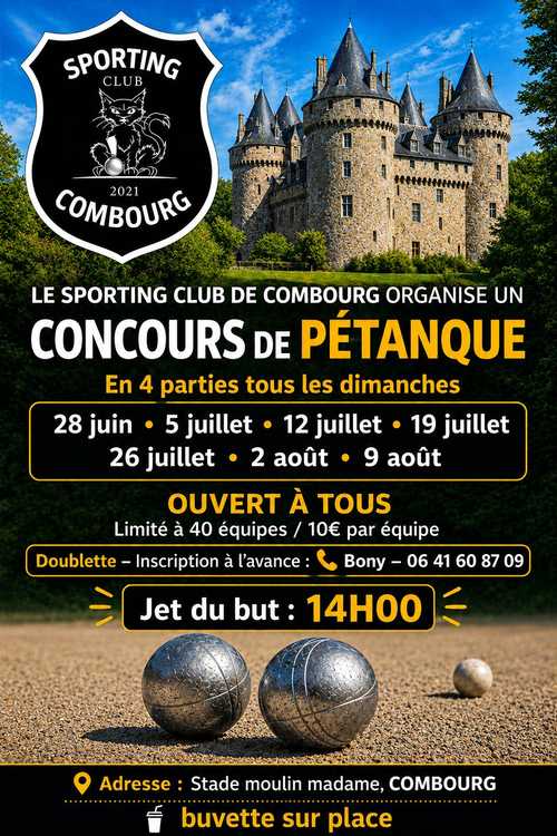 Concours en Doublette le 28 juin 2026 - Combourg - 35270
