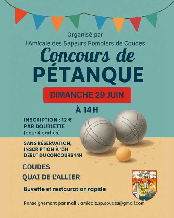 Concours en Doublette le 29 juin 2025 - Coudes - 63114