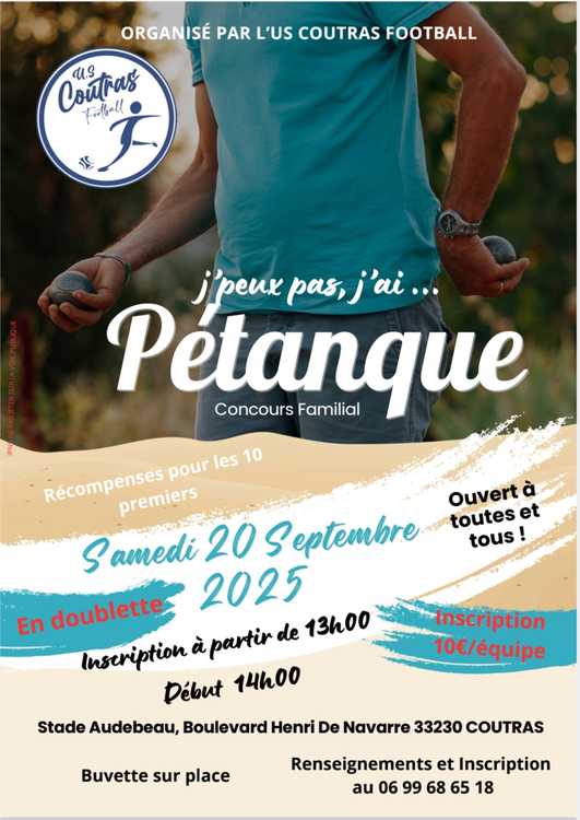 Concours en Doublette le 20 septembre 2025 - Coutras - 33230