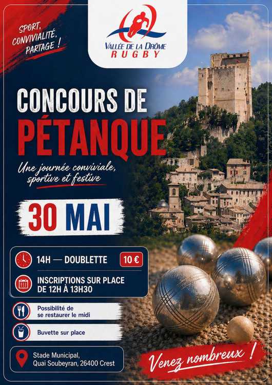 Concours en Doublette le 30 mai 2026 - Crest - 26400