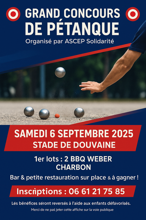 Concours en Doublette le 6 septembre 2025 - Douvaine - 74140