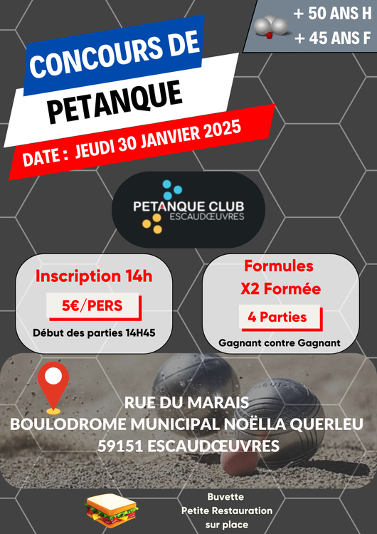 Concours de pétanque Ouvert à tous - Escaudœuvres