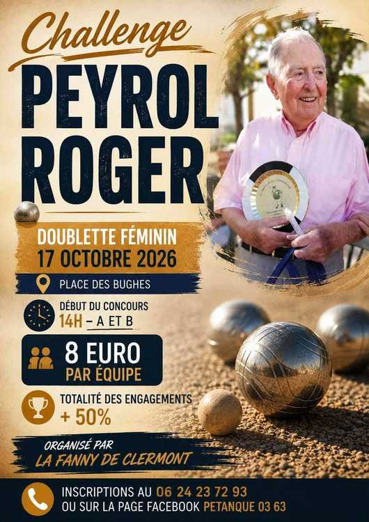Concours de pétanque Officiel Féminin - Lieu à définir (63)