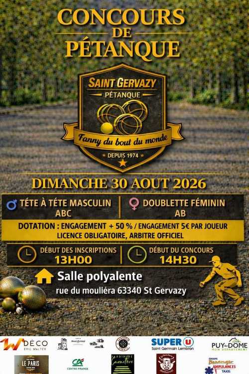 Concours de pétanque Officiel Féminin - Lieu à définir (63)