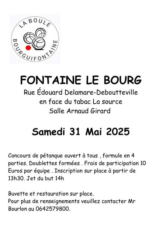 Concours de pétanque Ouvert à tous - Fontaine-le-Bourg