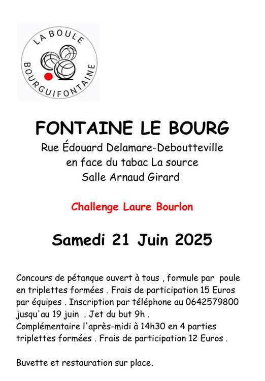 Concours de pétanque Ouvert à tous - Fontaine-le-Bourg