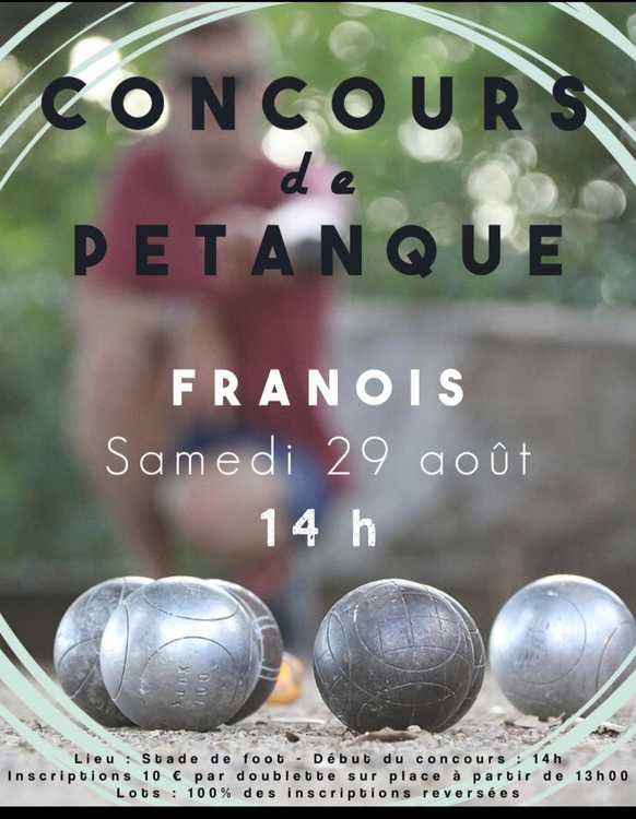 Concours en Doublette le 29 août 2026 - Franois - 25770