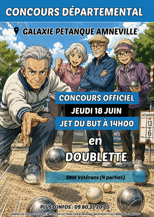 Concours en Doublette le 18 juin 2026 - Lieu à définir (57) - 00000