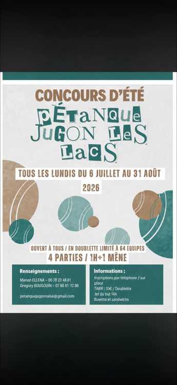 Concours en Doublette le 20 juillet 2026 - Jugon-les-Lacs - 22270