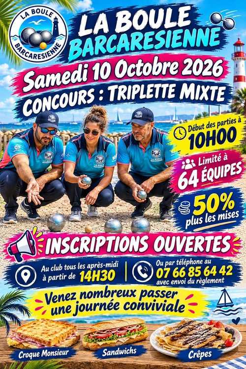 Concours en Triplette Mixte le 10 octobre 2026 - Lieu à définir (66) - 00000
