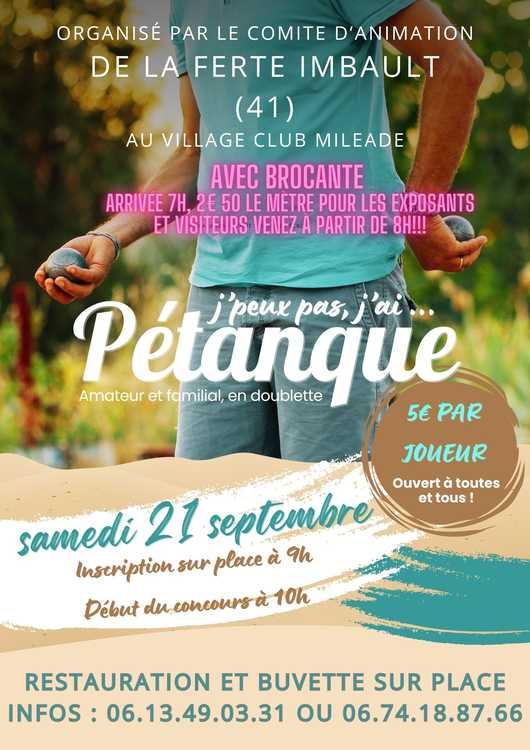 Concours en Doublette le 21 septembre 2024 - La Ferté-Imbault - 41300