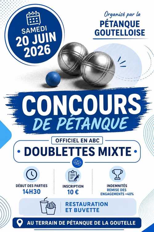 Concours en Doublette Mixte le 20 juin 2026 - Lieu à définir (63) - 00000