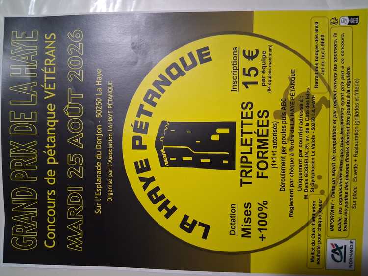 Concours en Triplette le 25 août 2026 - La Haye-du-Puits - 50250