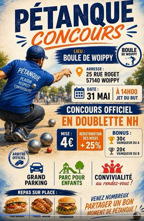 Concours en Doublette le 31 mai 2026 - Lieu à définir (57) - 00000