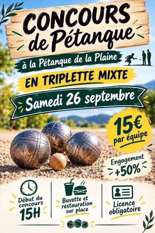 Concours en Triplette Mixte le 26 septembre 2026 - Lieu à définir (63) - 00000