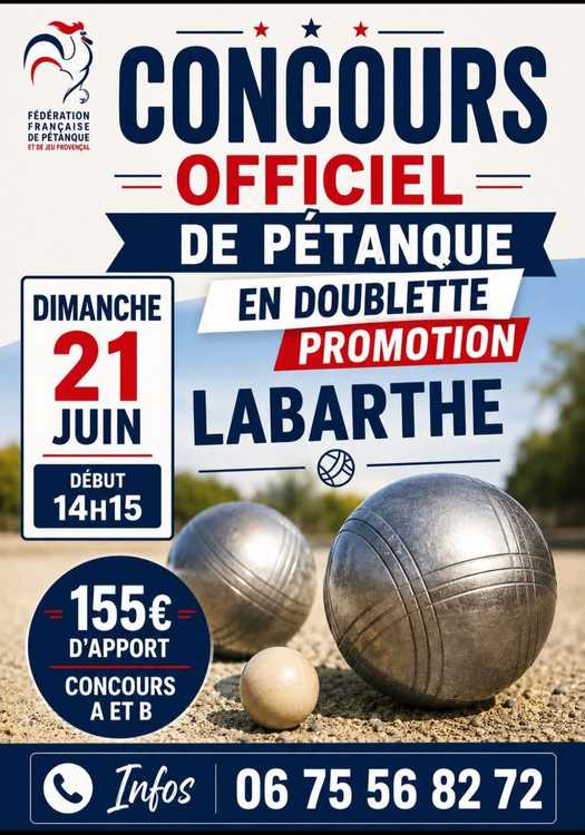 Concours de pétanque Officiel Promotion - Lieu à définir (82)