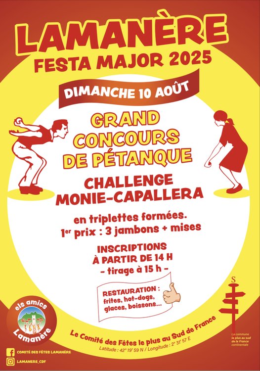 Concours en Triplette le 10 août 2025 - Lamanère - 66230