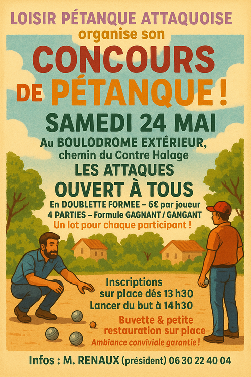 Concours en Doublette le 24 mai 2025 - Les Attaques - 62730