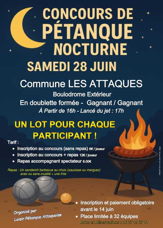 Concours de pétanque Ouvert à tous - Les Attaques
