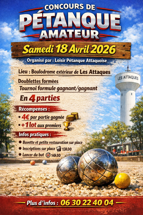 Concours en Doublette le 19 avril 2026 - Les Attaques - 62730